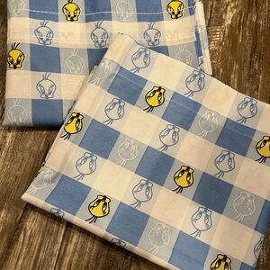 Vintage Warner Bros. Tweety Bird Blue and White Valances